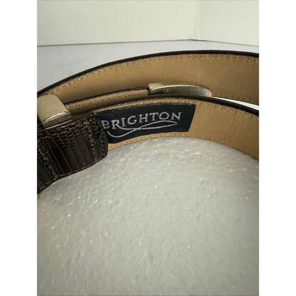 Brighton Women's L Leather Belt Brown‎ Two Tone Buckle Snake Pattern #38909 - Picture 4 of 6